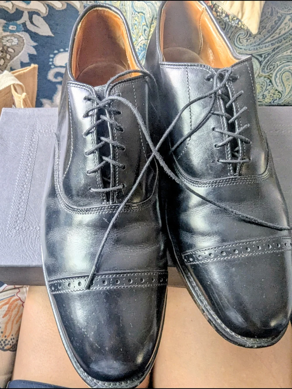 Allen Edmonds Byron Black Cap Toe Oxford Dress Shoes Men’s 10.5 D Leather USA